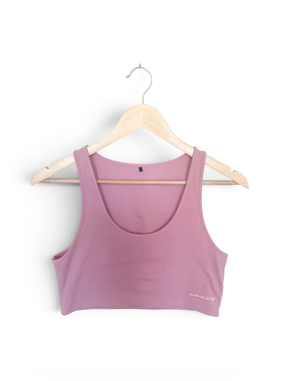 Alphalete Alphalux Dusty Pink Scoop Neck Crop Top